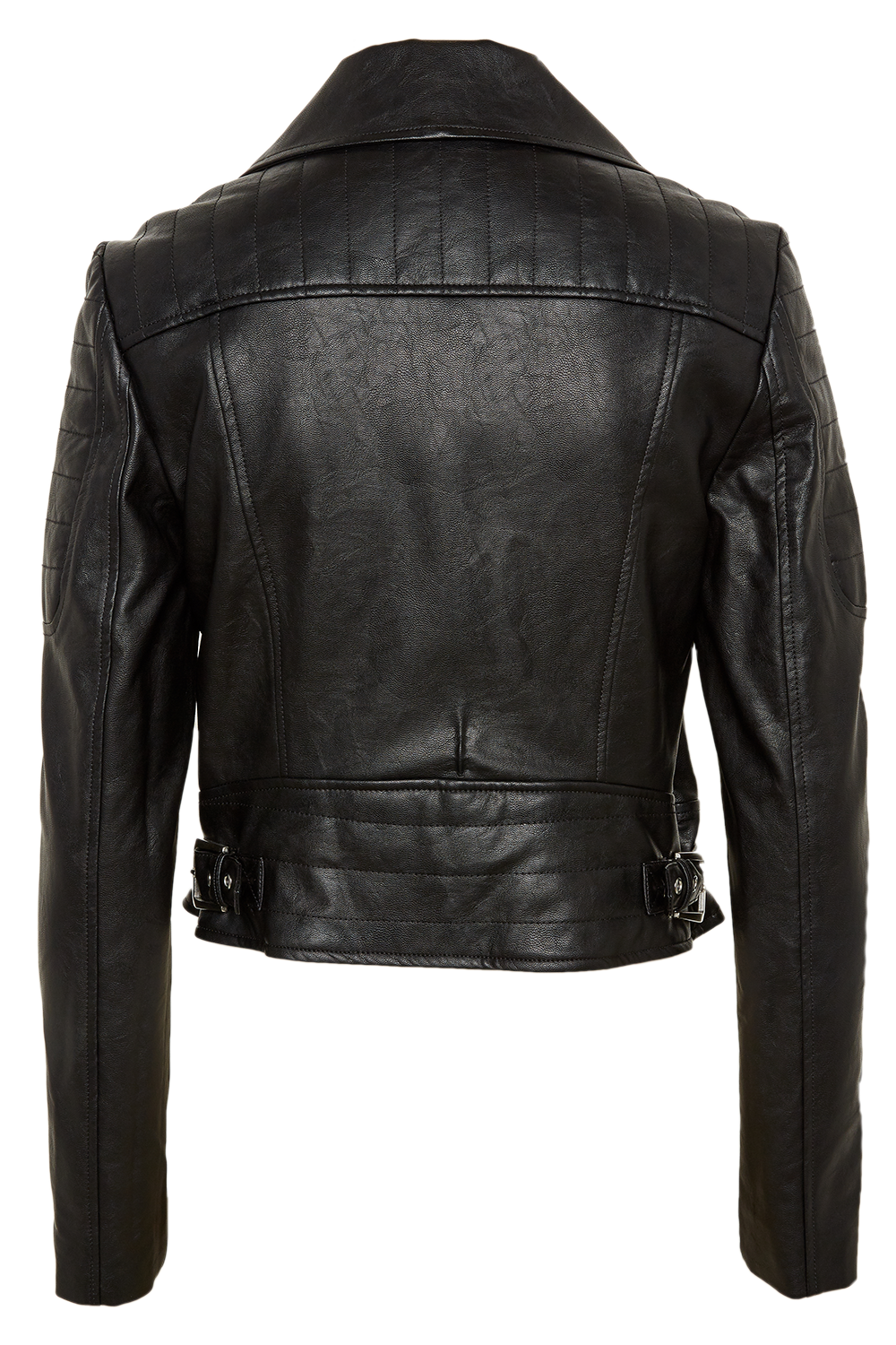 KORA VEGAN LEATHER BIKER JACKET in colour CAVIAR