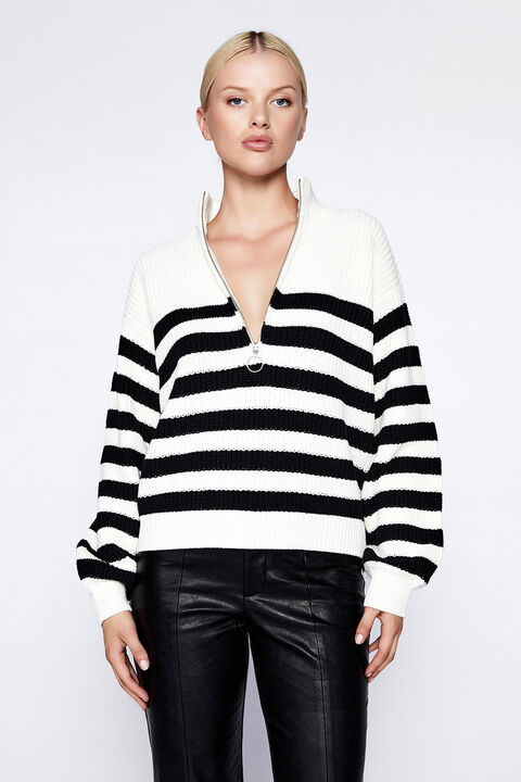 STRIPE KNIT JUMPER in colour PEARLED IVORY