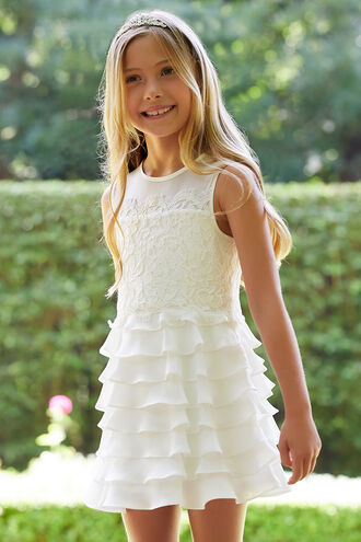 SIENNA TIERED DRESS in colour CLOUD DANCER