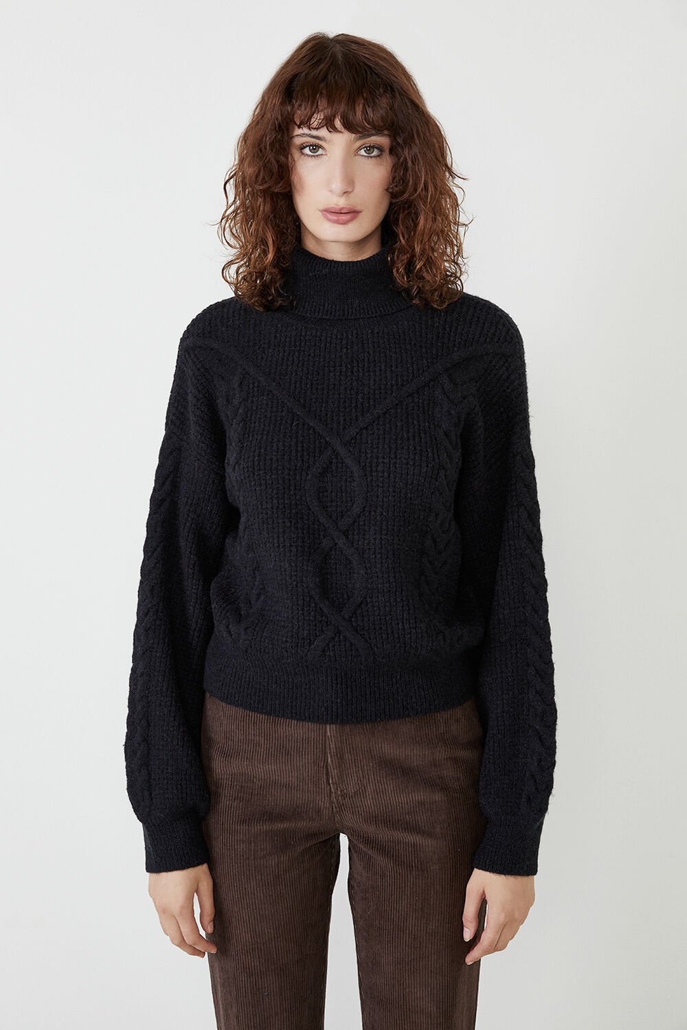 MAYA CABLE KNIT  in colour CAVIAR