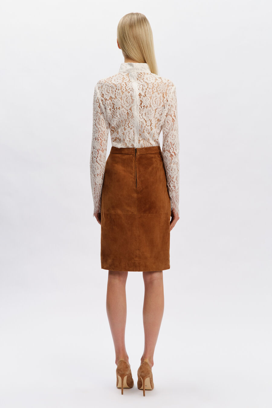 Rheba Genuine Suede Midi Skirt