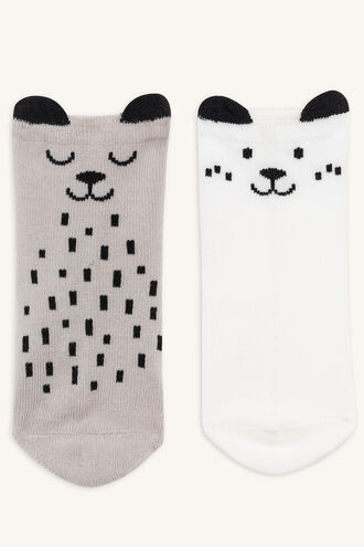 BABY BEAR SOCK 2PK in colour WHITE ALYSSUM