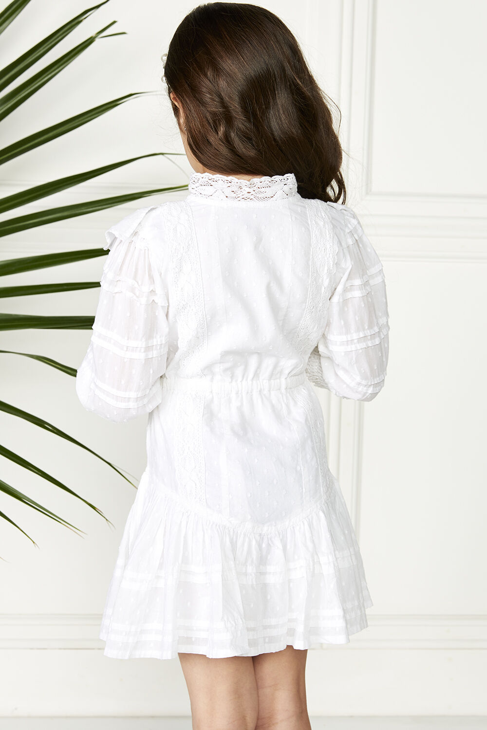 LUCY TRIM DRESS in colour CLOUD DANCER