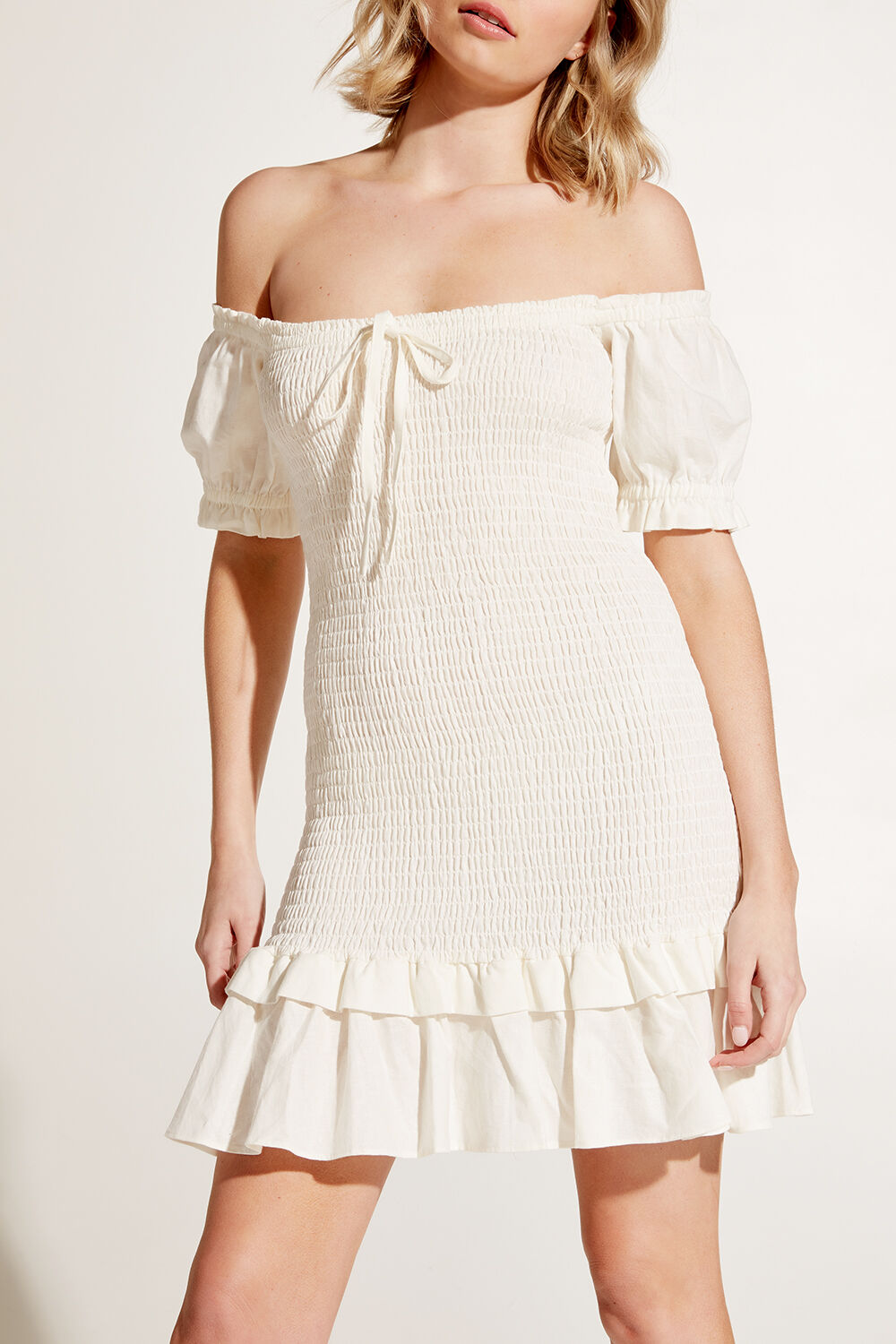 GWEN MINI DRESS in colour CLOUD DANCER