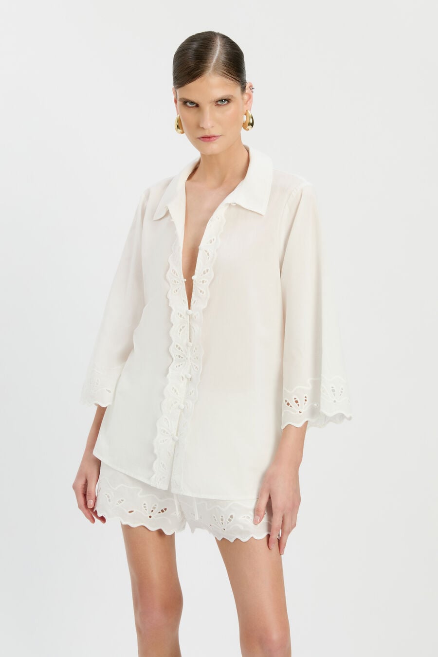 Aleria Cotton Shirt With Trim