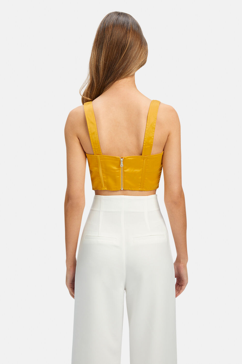 SATIN CORSET BUSTIER in colour PALE MARIGOLD
