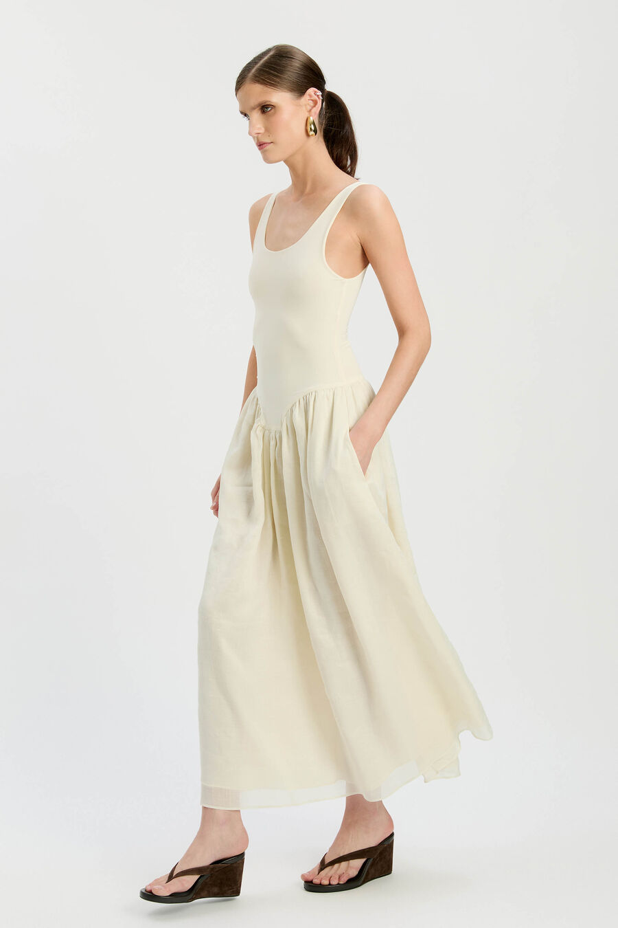 Lorie Scoop Neck Midi Dress