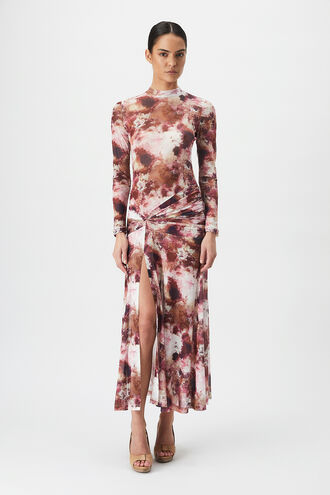 LEA PRINTED MESH DRESS in colour SNOW WHITE