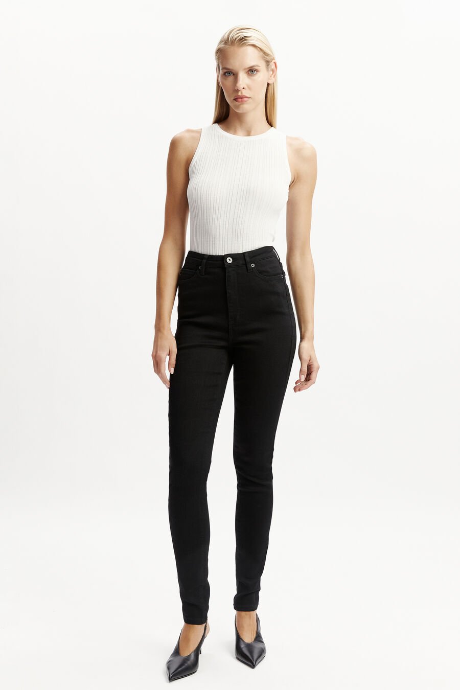 KHLOE SUPER HIGH TALL JEANS in colour BLACK