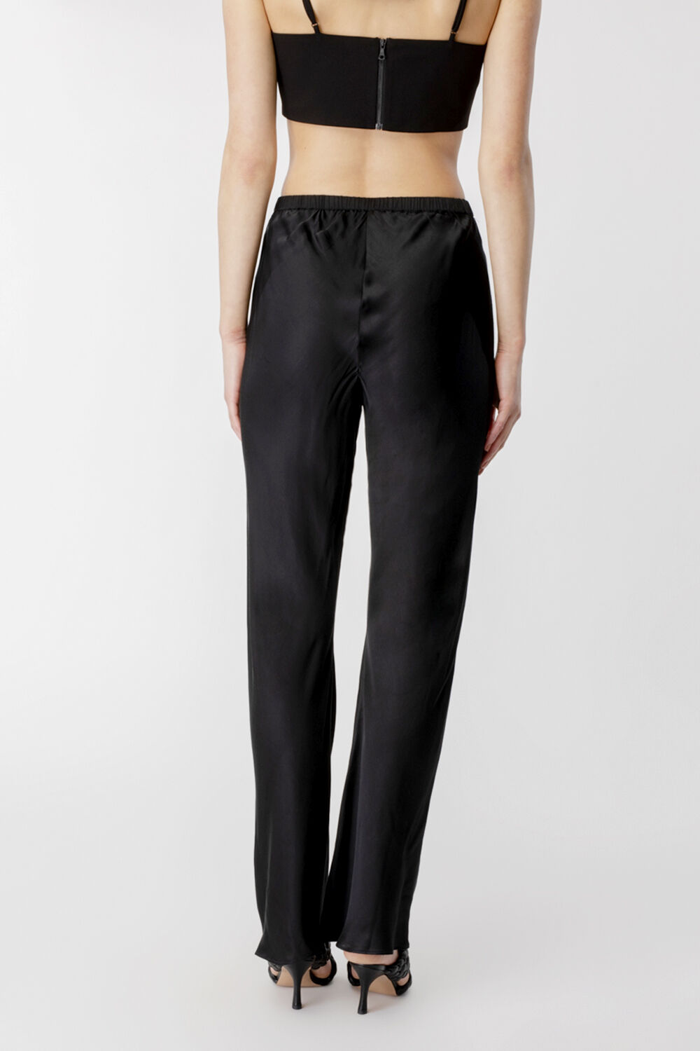 AZZURA SATIN PANTS in colour CAVIAR