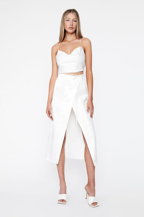MONTANA MIDI WRAP SKIRT in colour BRIGHT WHITE