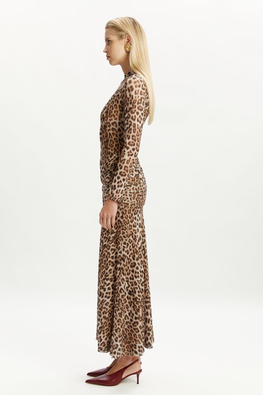 Lea Printed Mesh Midi Dress