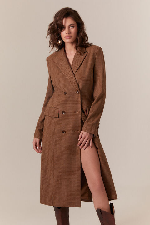 CLASSIC CHECK COAT in colour TOBACCO BROWN