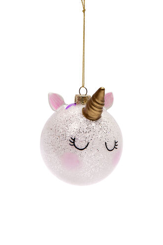FESTIVE BAUBLE &ndash; UNICORN in colour BRIGHT WHITE