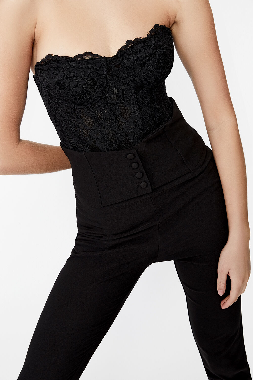 OSKAR LACE BODYSUIT in colour CAVIAR