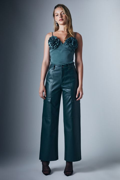 ELETA SATIN CAMI in colour SEAGRASS