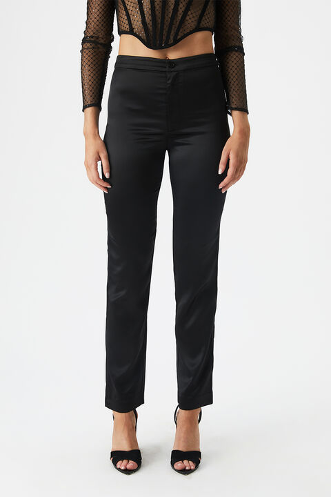 NYAH SATIN PANT in colour CAVIAR