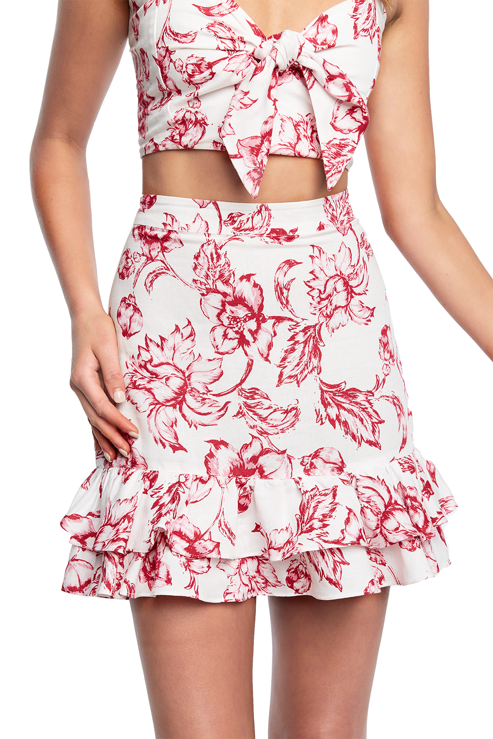 Talia Shirred Skirt in Talia Flrl | Bardot