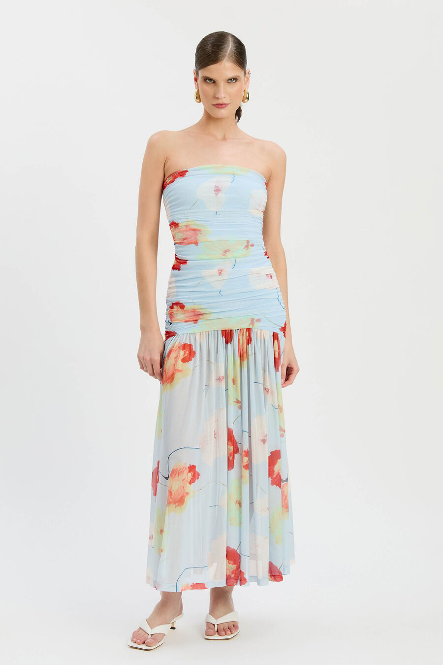 Solana Printed Mesh Maxi Dress