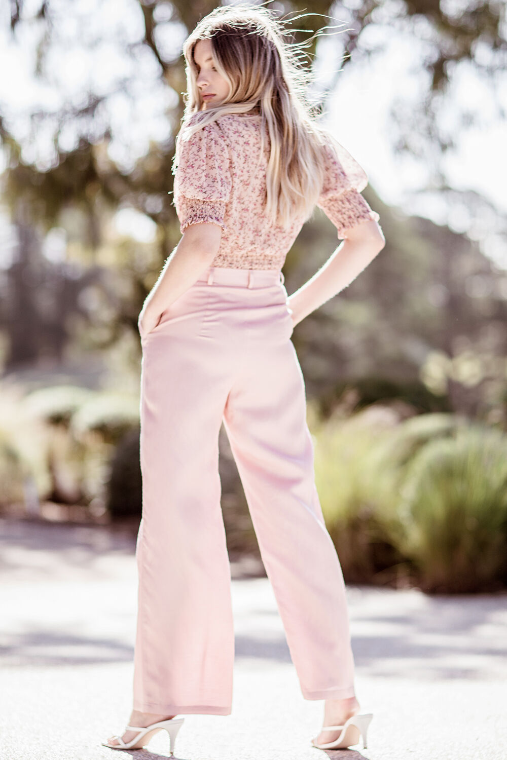 Bobbi Wide Leg Pant in Dusty Pink | Bardot