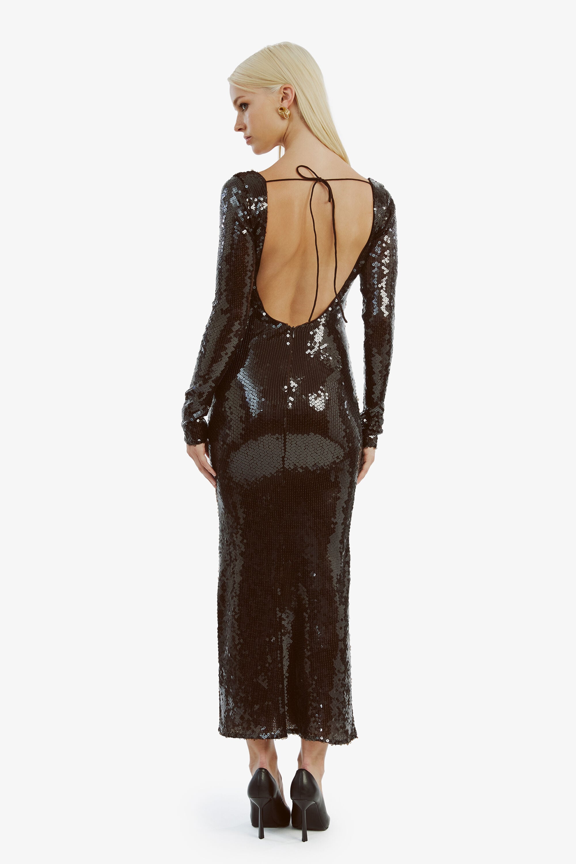 verona sequin maxi dress Verona Sequin Midi Dress In Dark Chocolate
