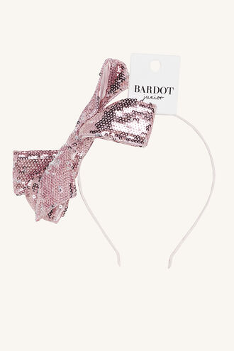 SEQUIN BOW HEADBAND in colour VEILED ROSE