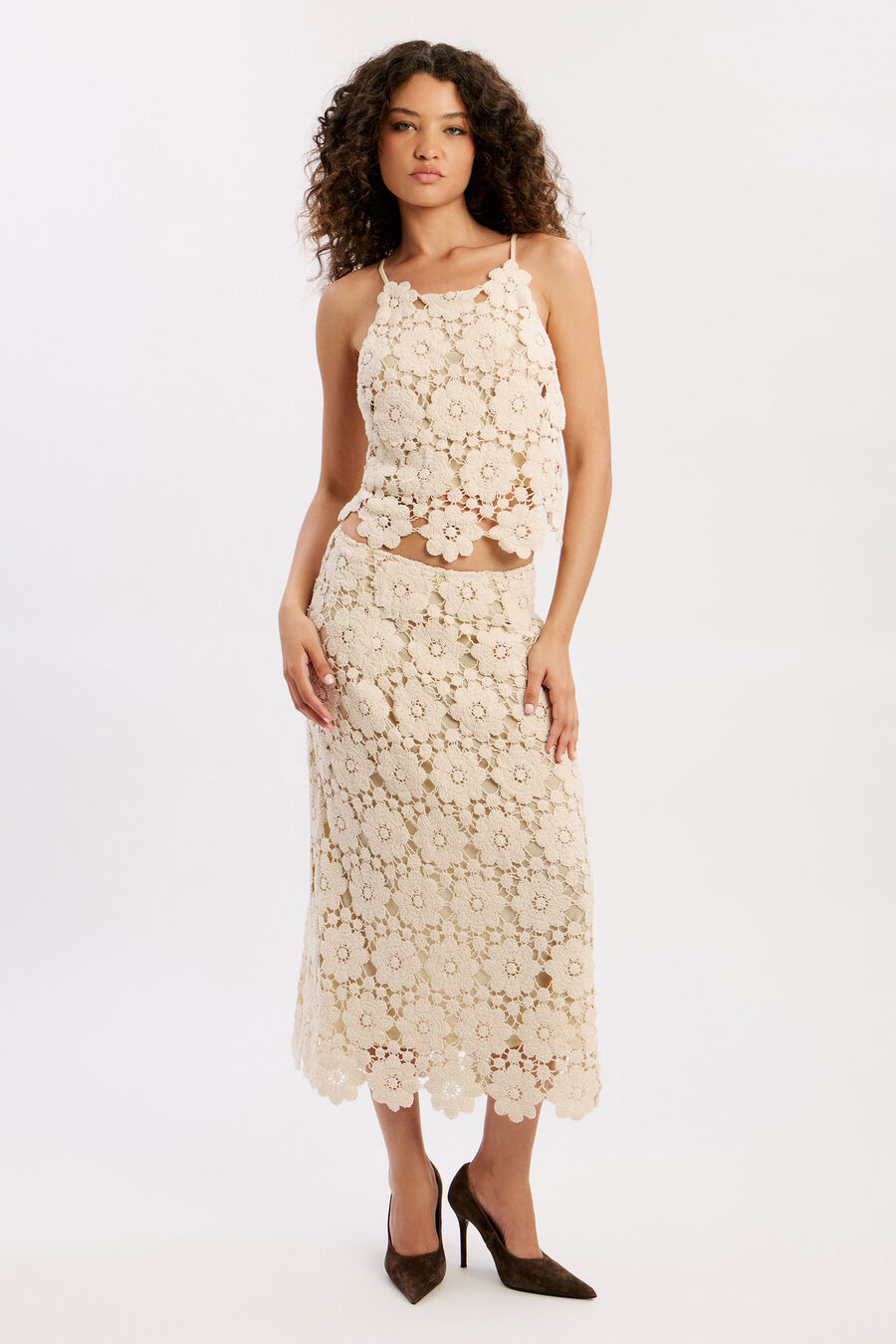 Veneta Crochet Midi Skirt