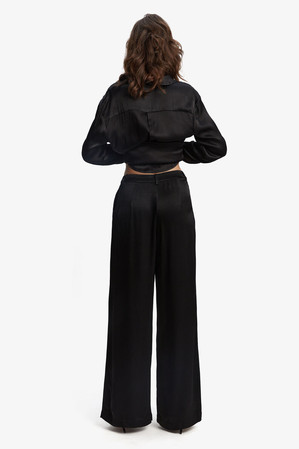 LENA PIN TUCK PANT in colour CAVIAR