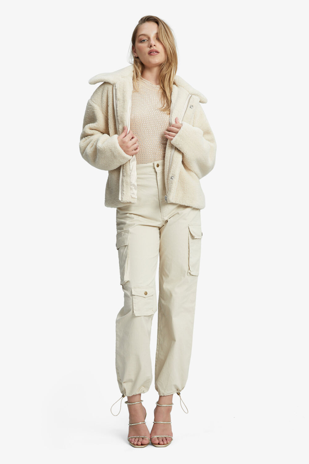 ASPEN FAUX FUR JACKET in colour EGRET