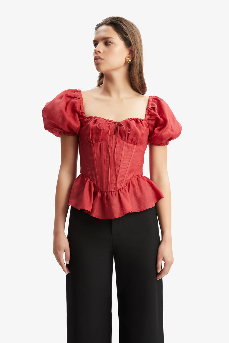Esra Puff Sleeve Corset Top