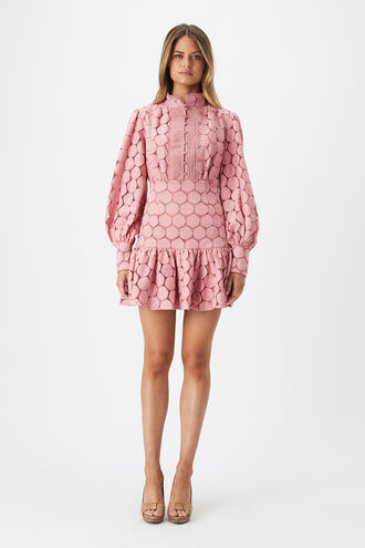 REMY SPOT LACE DRESS in colour BEETROOT PURPLE