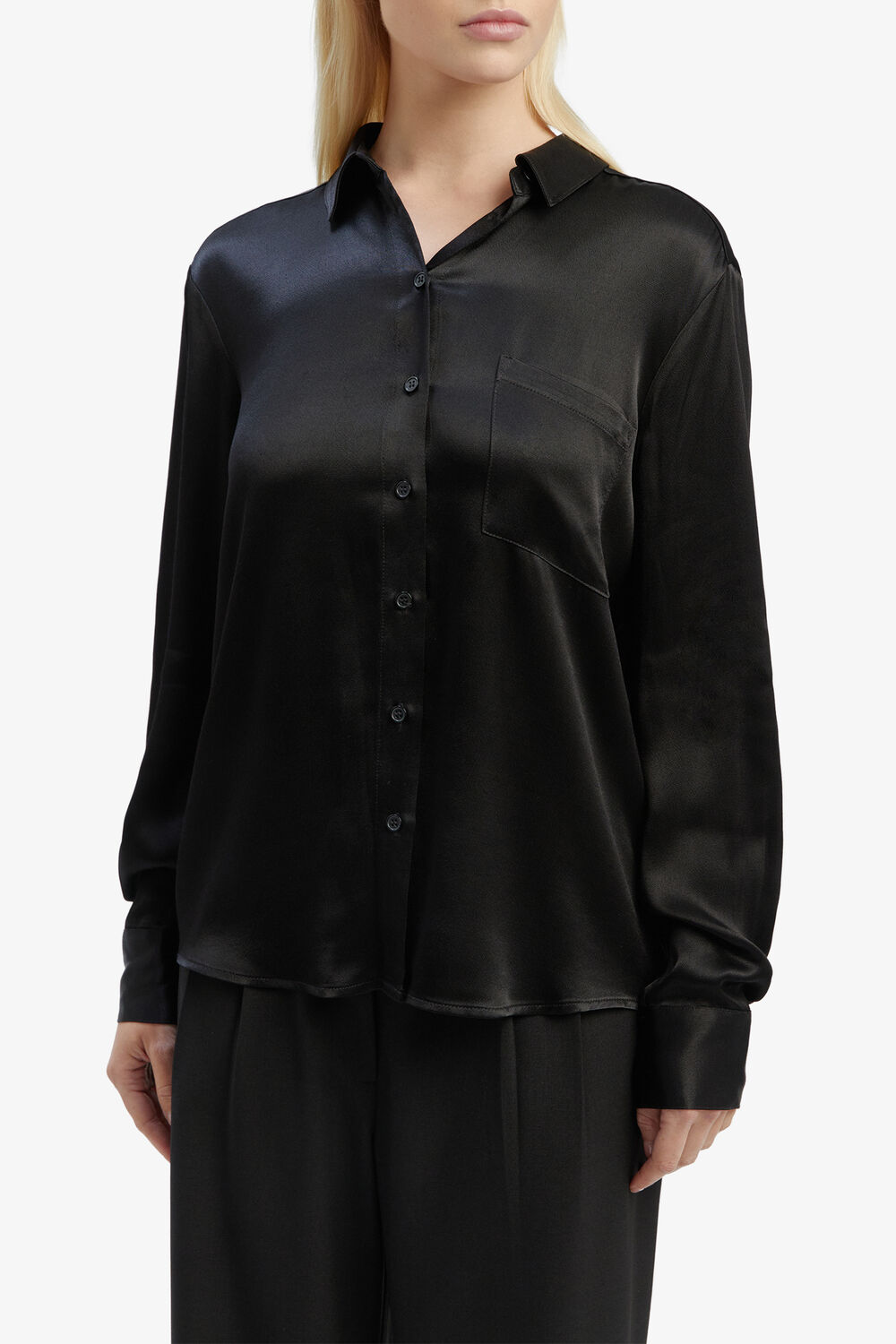 SATIN COLLAR SHIRT in colour CAVIAR