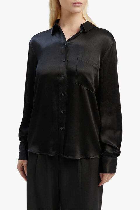 SATIN COLLAR SHIRT in colour CAVIAR