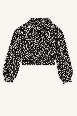 GRACE SHIRRED TOP in colour JET SET