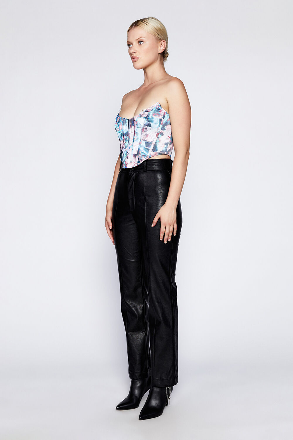 CLEO VEGAN LEATHER PANT in colour CAVIAR