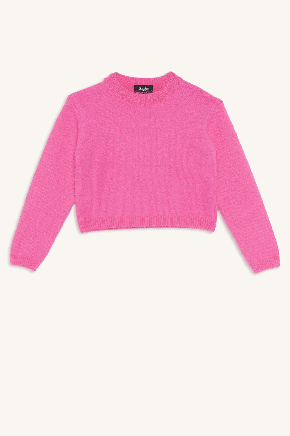 Junior Girl Cropped Fluffy Knit in Neon Pink | Bardot Junior