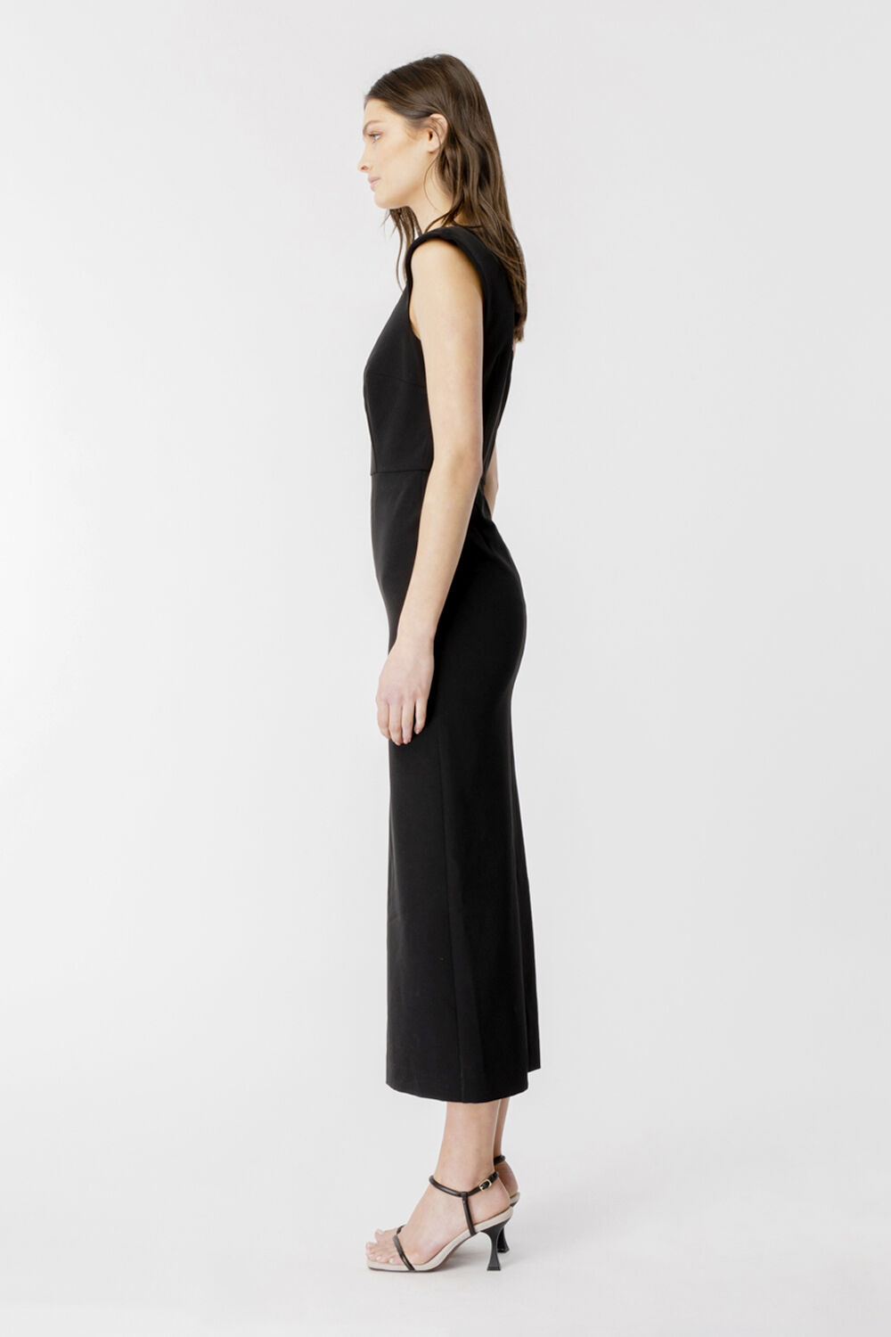 AVELINE ONE SHOULDER DRESS in colour CAVIAR