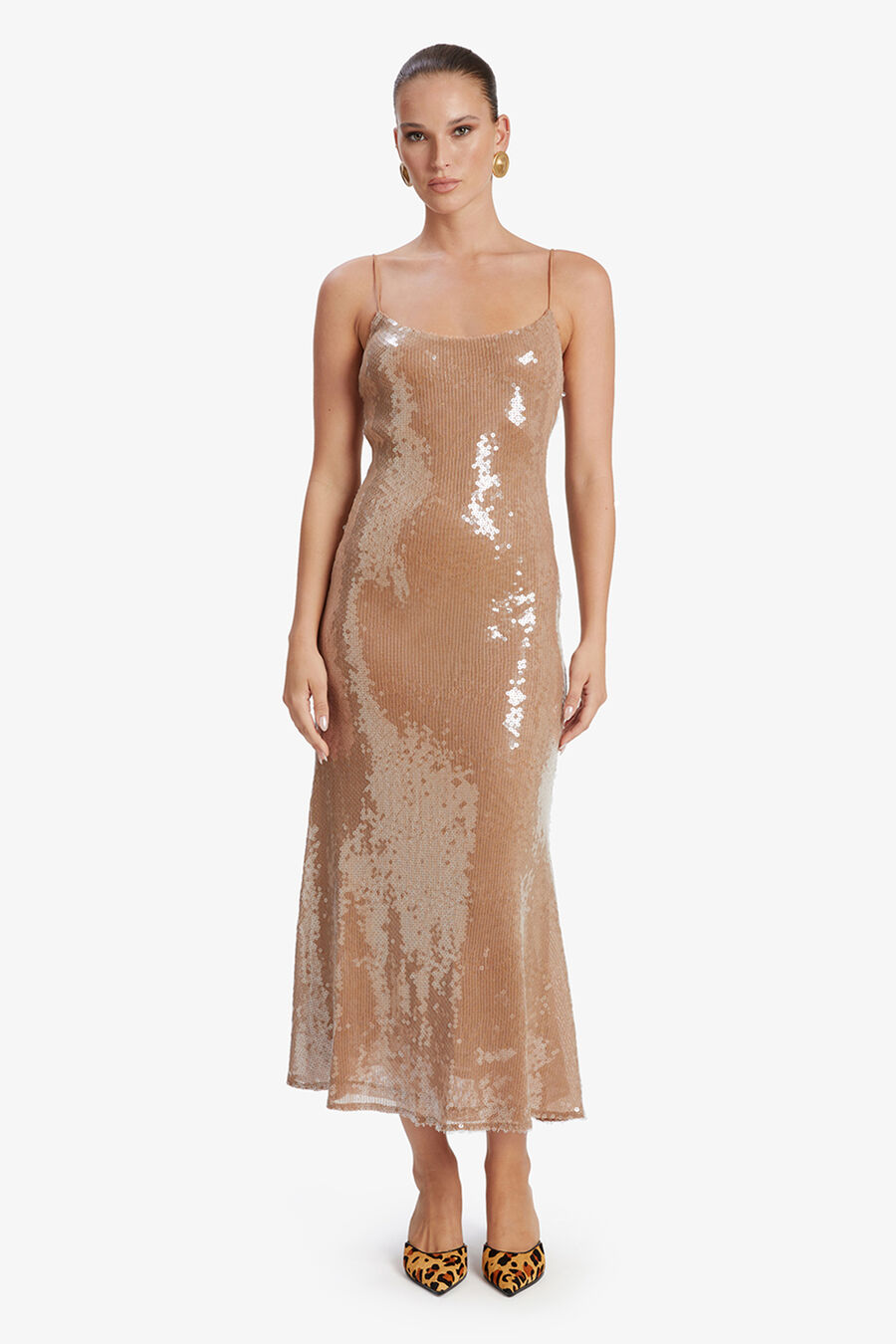 RAMIRA SEQUIN MAXI DRESS in colour NUDE
