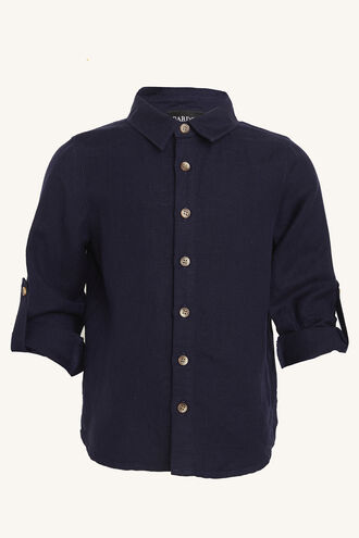 LINEN BEACH SHIRT in colour BLACK IRIS