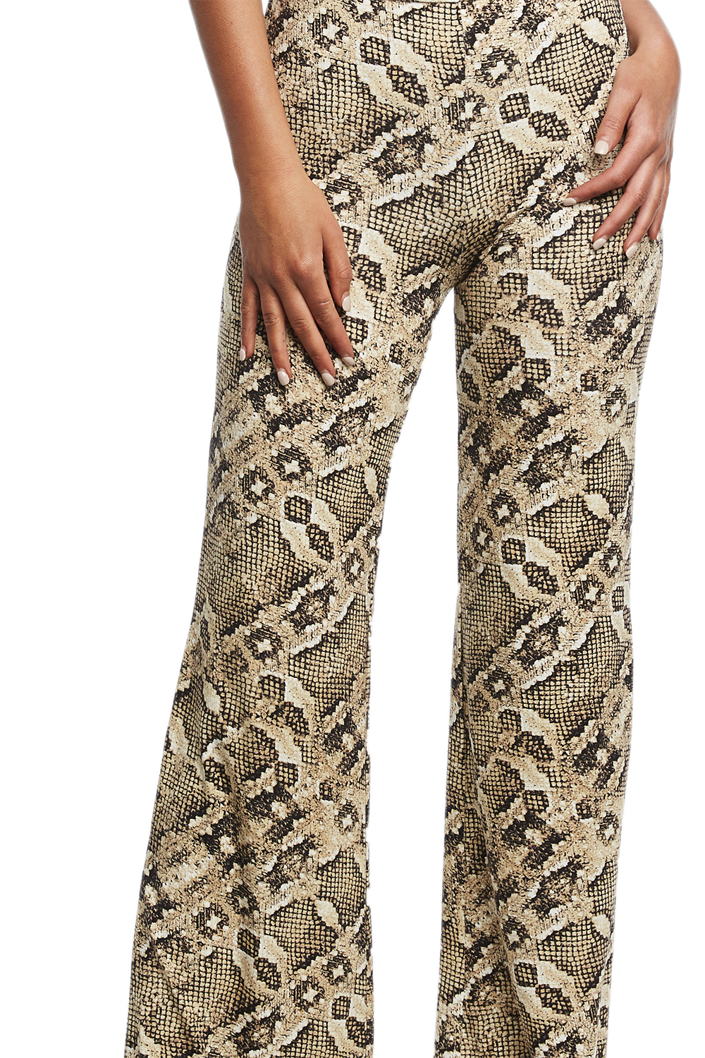 snake print flared trousers