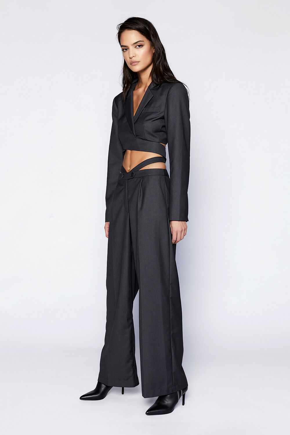 Wrap Front Pant in Charcoal | Bardot