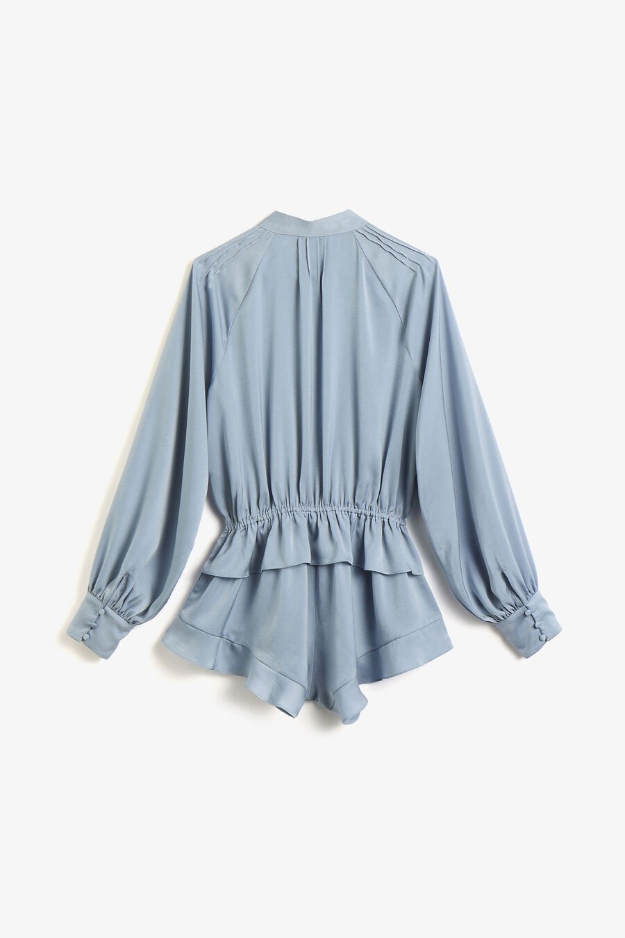LORELLE FRILL DETAIL PLAYSUIT in colour Steel Blue