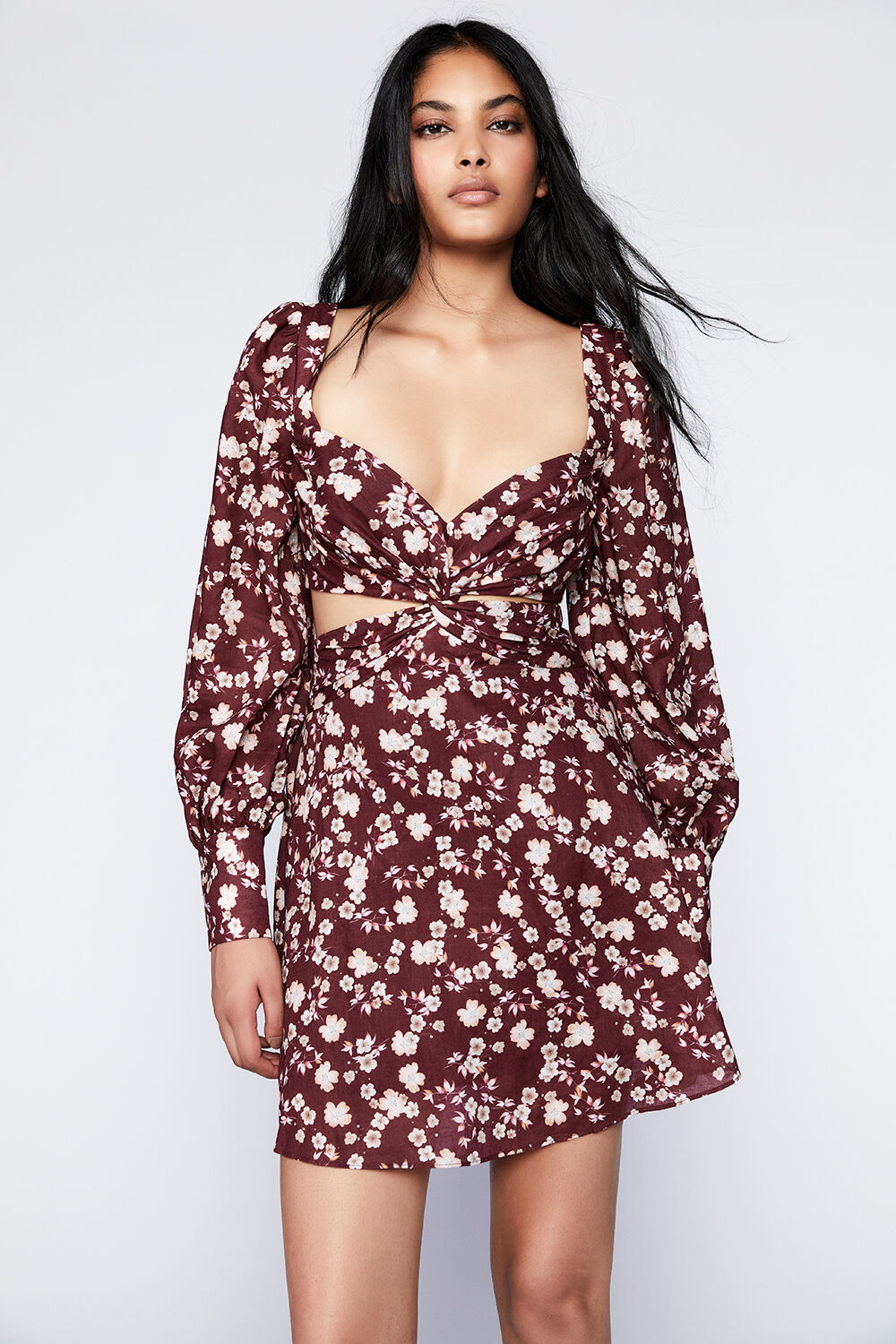 LOGAN FLORAL MINI DRESS in colour DARK GREEN