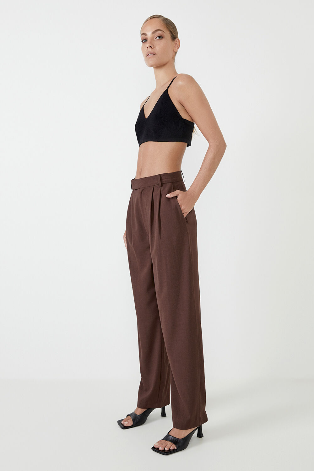KNIT CROP BRALETTE in colour CAVIAR