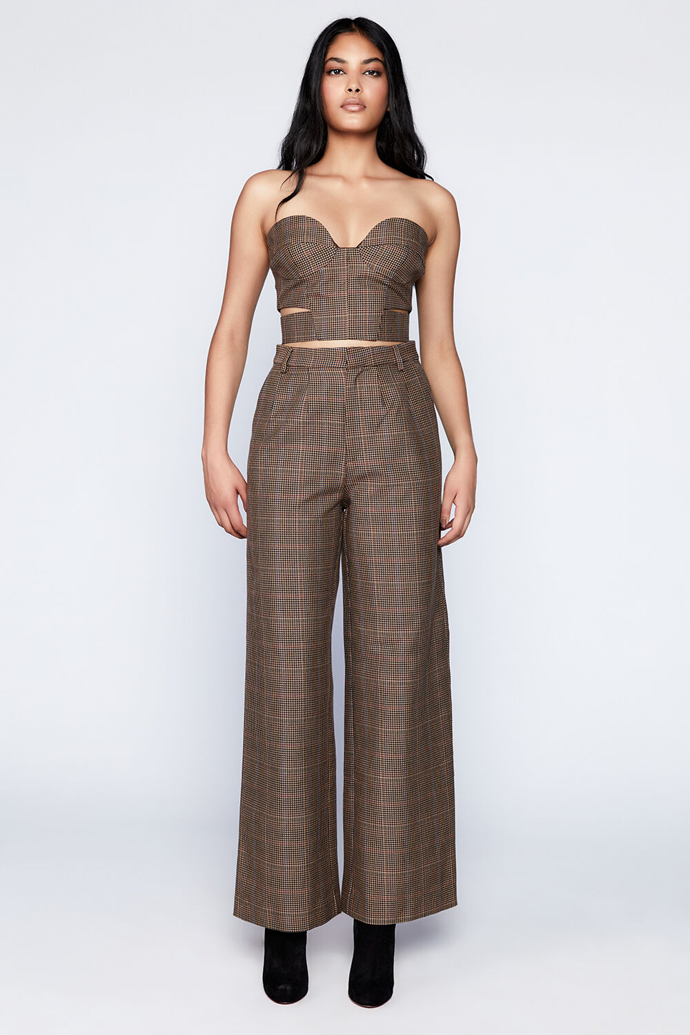 ZIGI CHECK BUSTIER in colour TOBACCO BROWN