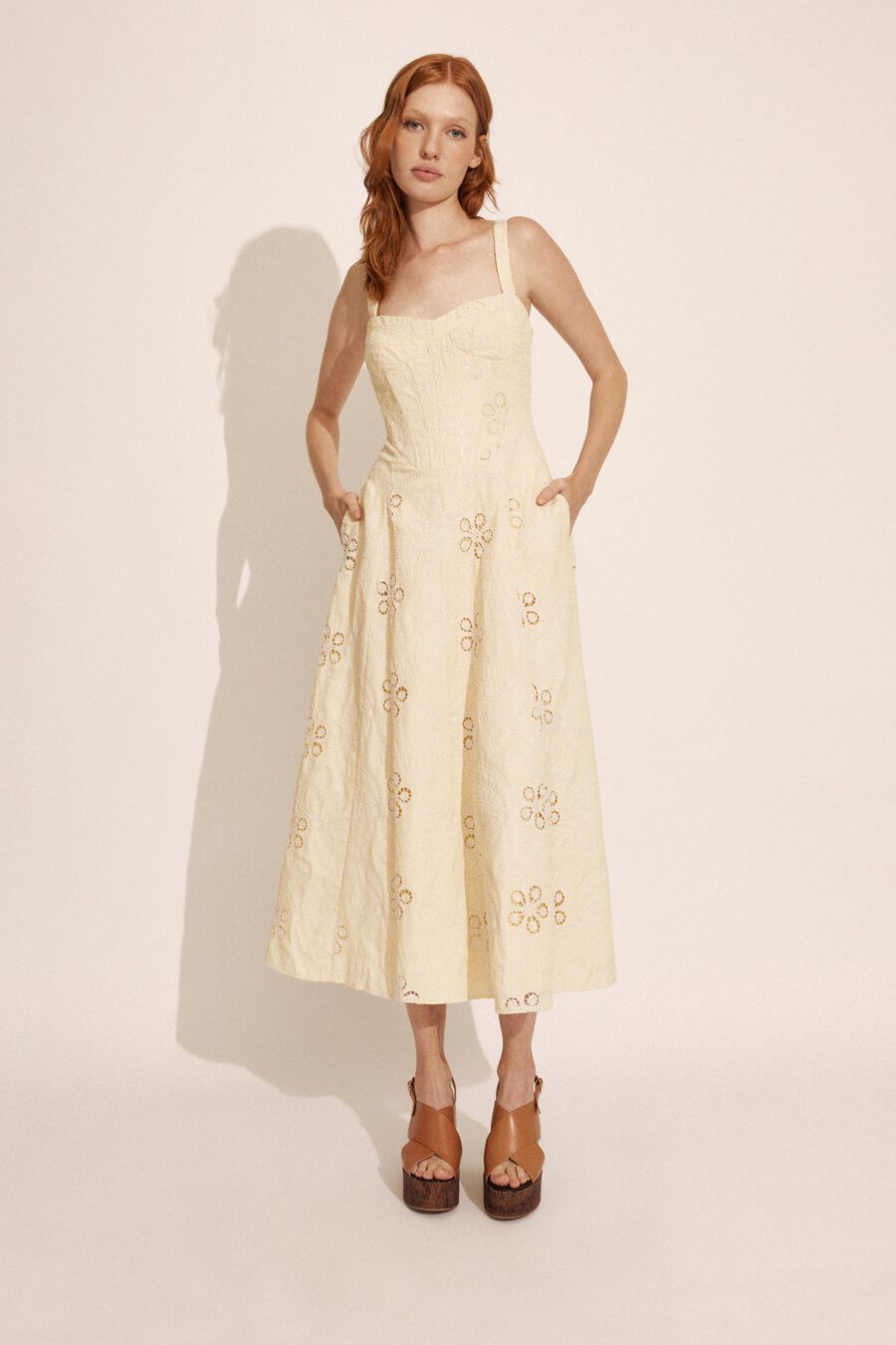 LILAH CORSET MIDI DRESS in colour YELLOW DSY