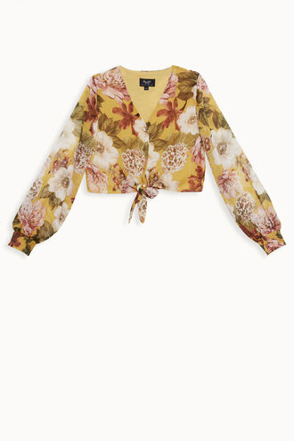 TAHLIA TIE BLOUSE in colour MISTED YELLOW