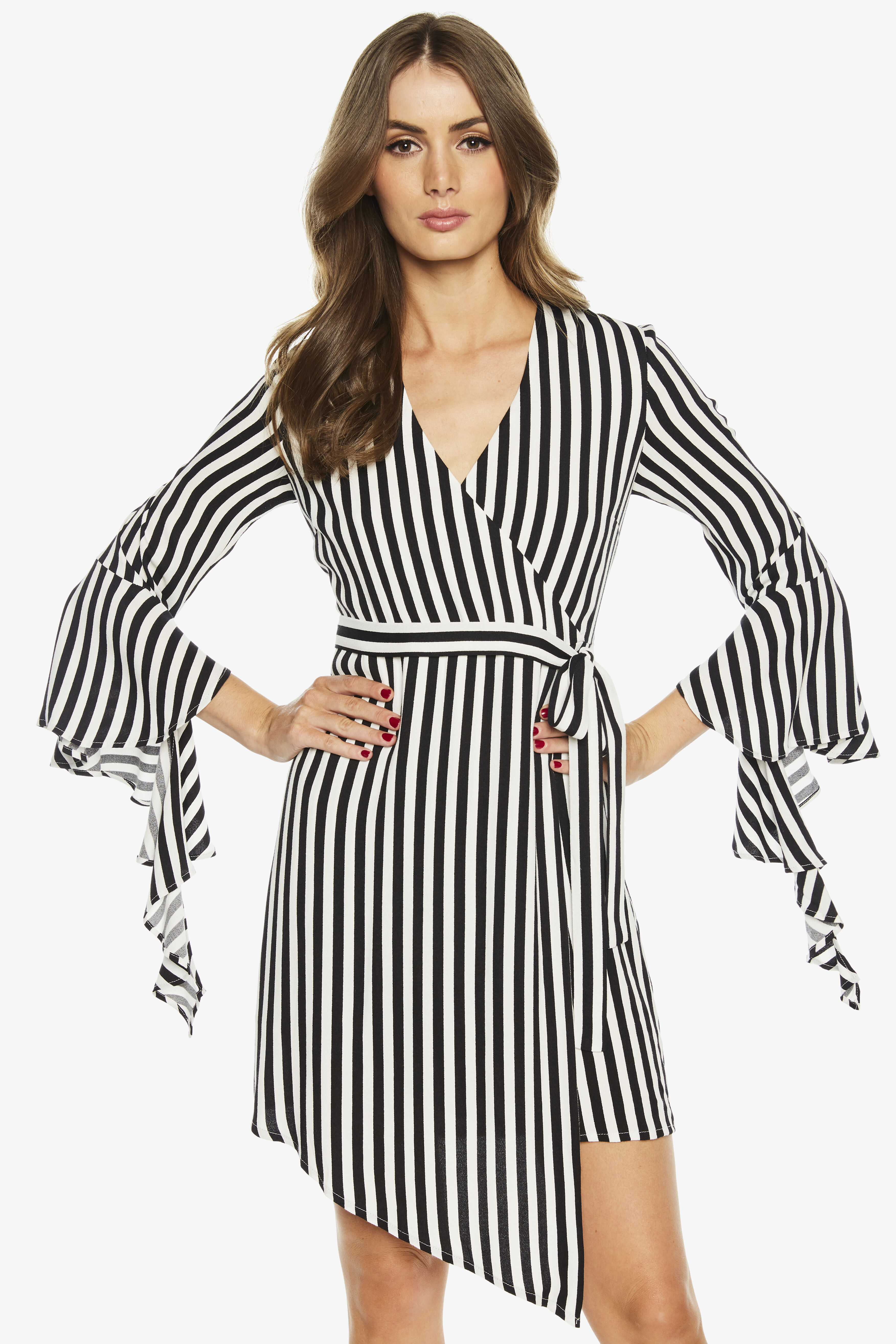 Bardot striped wrap dress Clearance
