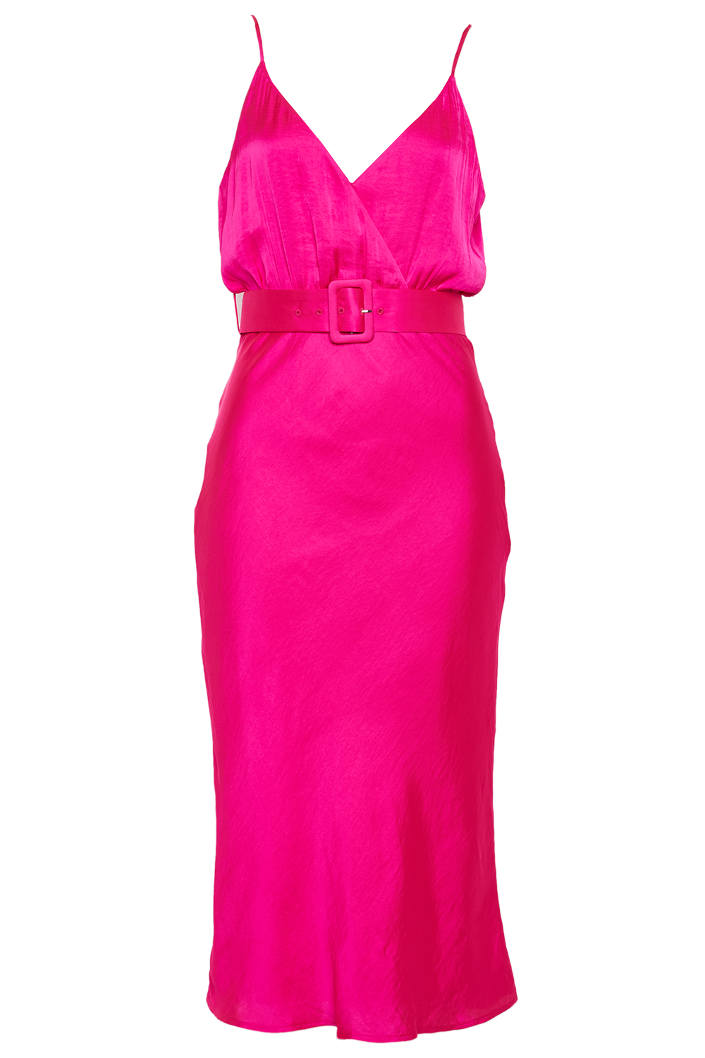REAGAN MIDI DRESS in colour SHOCKING PINK