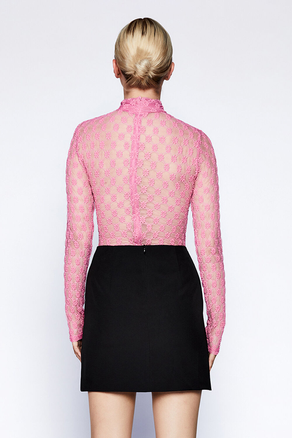 ADONI MESH BODYSUIT in colour BEETROOT PURPLE